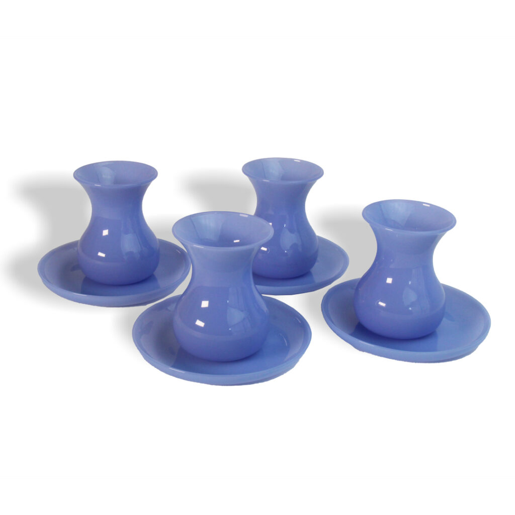 Mashrabiyeh Glass Istikana 100ml in Milky Blue – Set of 4