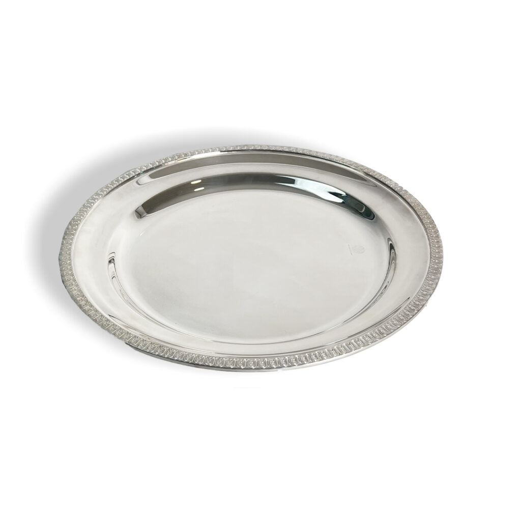 Elegant Janbiyah Silver Plated Round Plate – 37cm