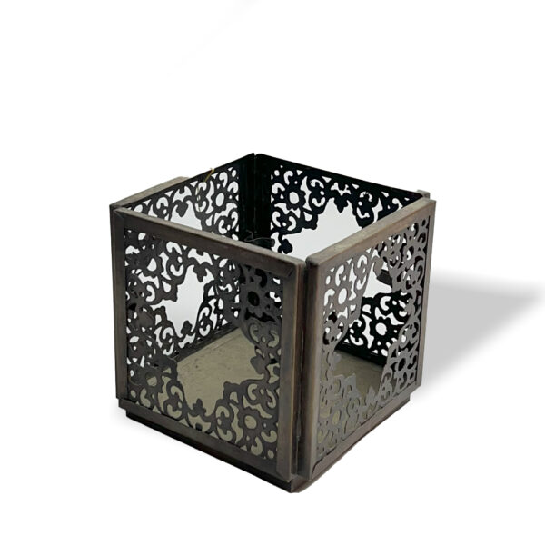 Elegant Candle Holder in Copper Cube Design