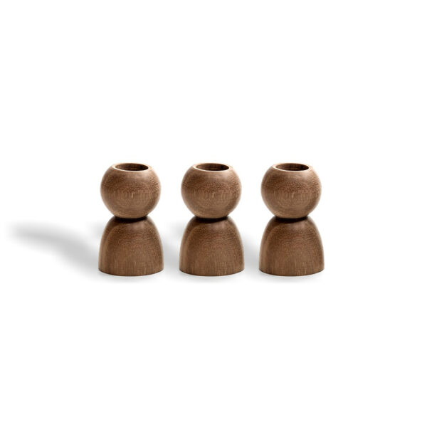 Walnut Circle Candle Holder Set of 3