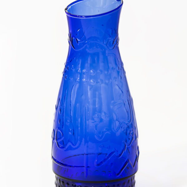 Blue Embossed Glass Jug