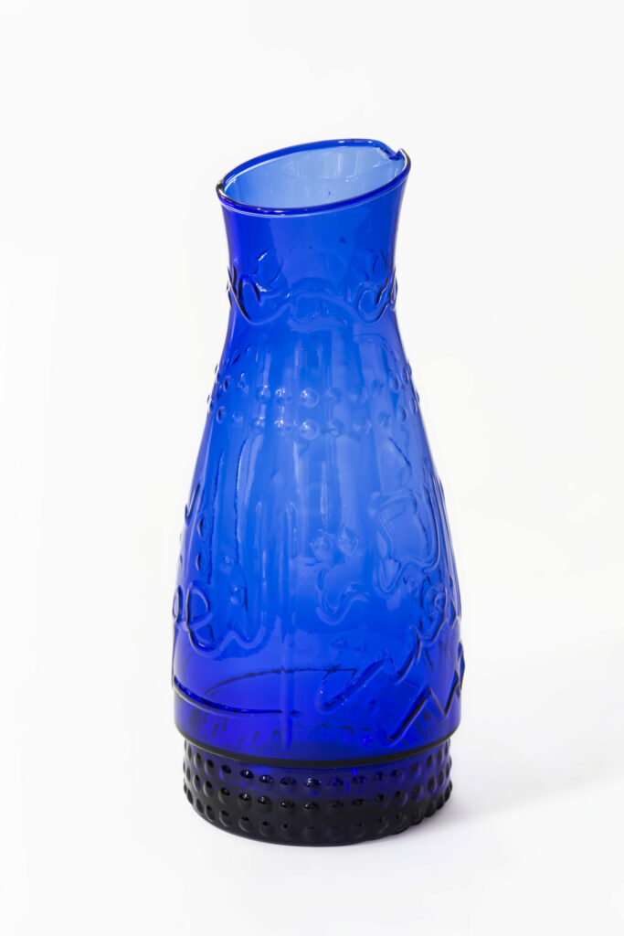 Blue Embossed Glass Jug