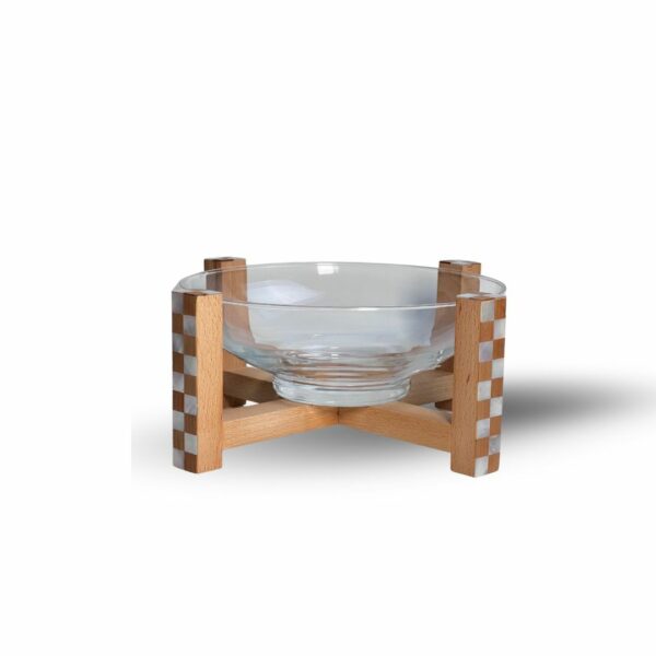 Glass Bowl with Maple Stand