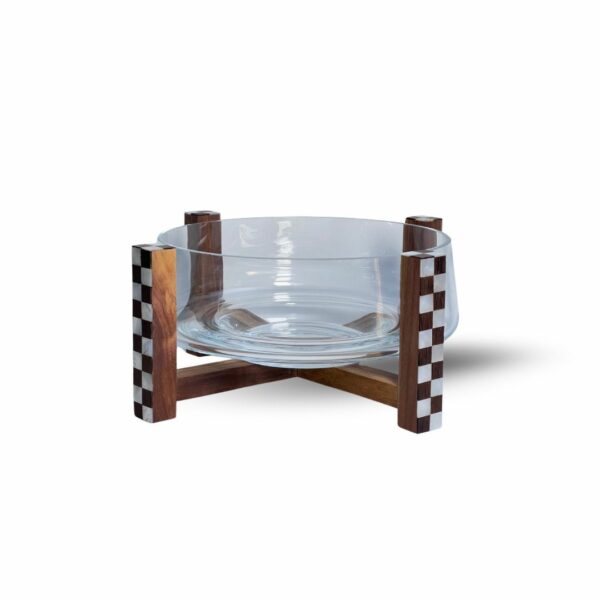 Large Stand - Walnut Naseej Stand with Glass Bowl