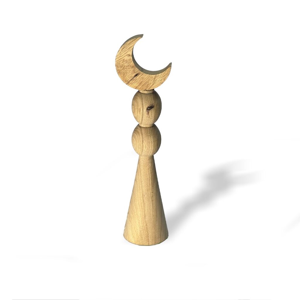 Minaret 2 Ball Oiled Wooden Decorative Piece