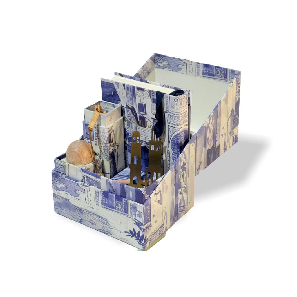 Cardboard Quran Box with City Design in Blue-PC