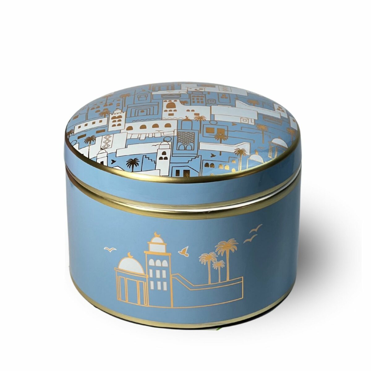 Halwa Ceramic Box City Blue for Elegant Storage