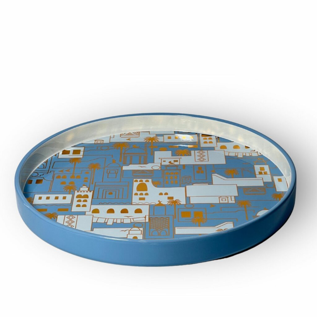 Ceramic Plate Blue – Halwa Ceramic City Plate for Elegant Dining