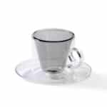 Turkish Coffee Cup Set 4 - Grey Double Wall with Handle