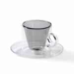 Turkish Coffee Cup Set 4 - Grey Double Wall with Handle