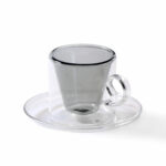 Turkish Coffee Cup Set 4 - Grey Double Wall with Handle