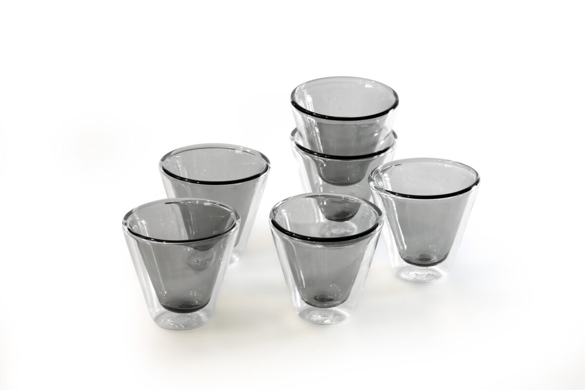 Coffee Cups Set | Elevate Your Coffee Experience with Luxurious Grey Double Wall Set of 6