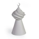 A minaret made from biscuit porcelain with a removable dome; used as a unique ornament.