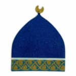 Metal dangler, in 2D form, glittered, in navy color, with a hanger at the crescent.