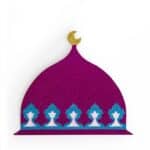 Metal dangler, in 2D form, glittered, in fushia color, with a hanger at the crescent.