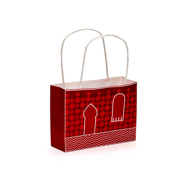 Handmade Paper Bags: Red Bahja Bags Set Of 3