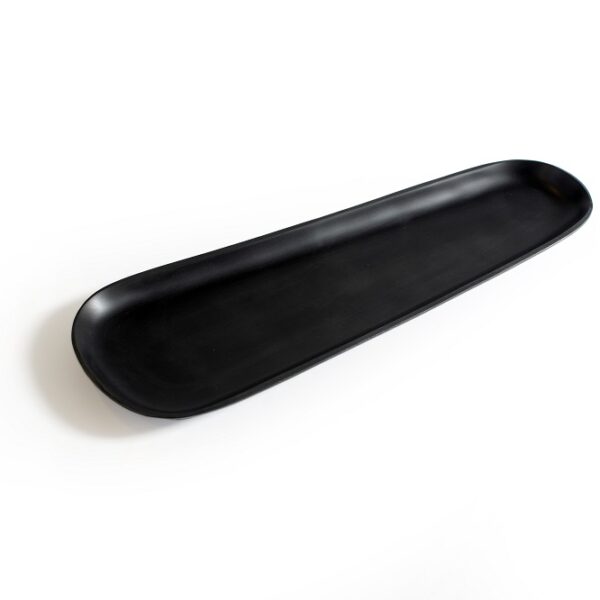 black, organic shaped aluminum platter,