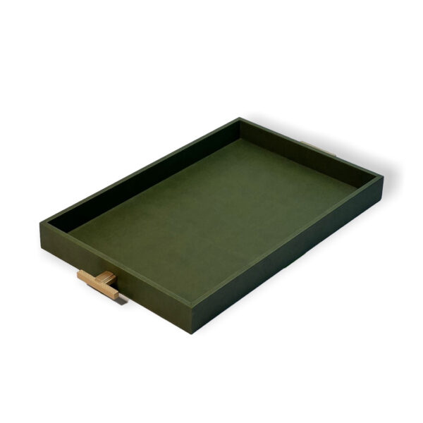 Luxury leather tray organizer - handcrafted 40×26×10 cm leather storage solution for jewelry and desktop essentials