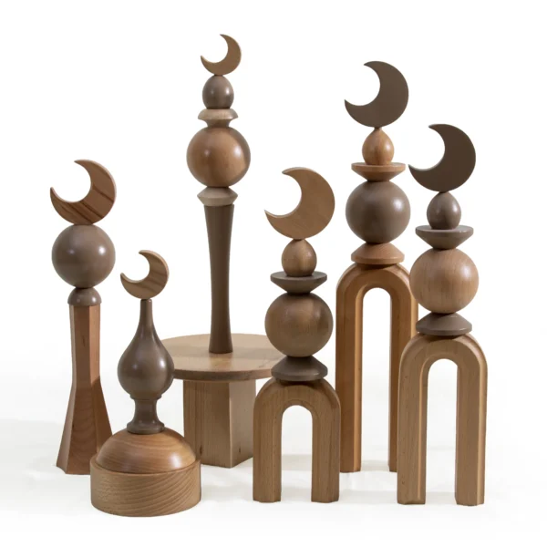 Minaret Decor Rafeeq Collection with Plate in Truffle Wood (20x20x39cm) - Image 3