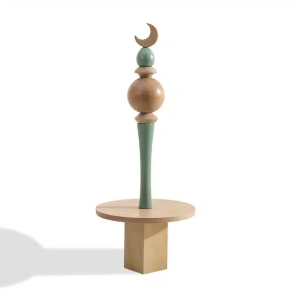 Minaret Decor Rafeeq Collection with Plate in Matcha Wood (20x20x39cm) - Image 1