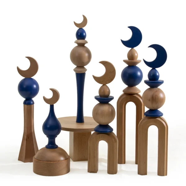 Minaret Decor Rafeeq Collection with Plate in Sapphire Wood (20x20x39cm) - Image 2