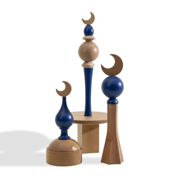 Minaret Decor Rafeeq Collection with Plate in Sapphire Wood (20x20x39cm) - Image 3