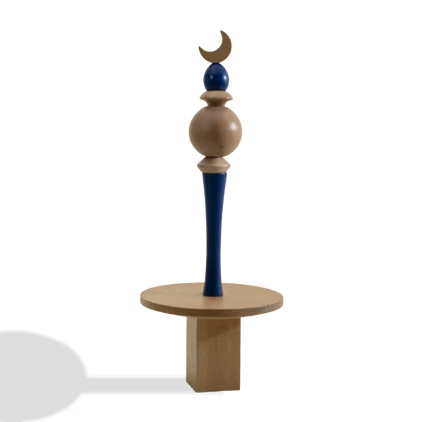Minaret Decor Rafeeq Collection with Plate in Sapphire Wood (20x20x39cm) - Image 1