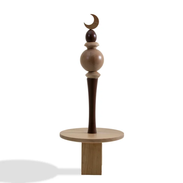 Minaret Decor Rafeeq Collection with Plate in Hazelnut Wood (20x20x39cm) - Image 1