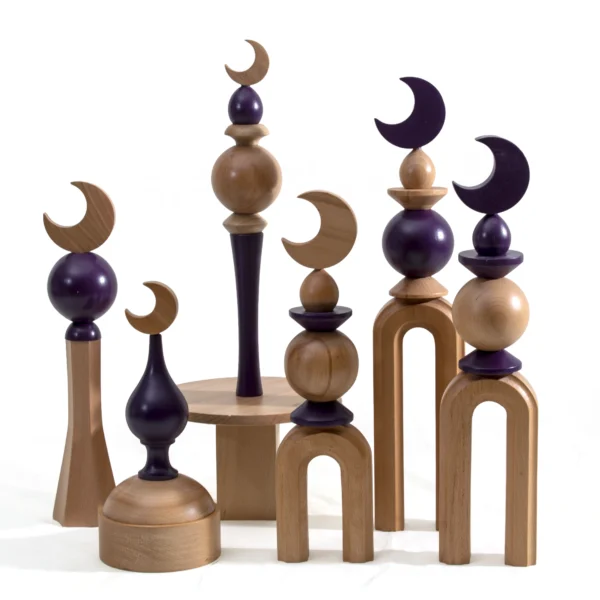 Minaret Bonbonierre Rafeeq Collection Dome in Plum Wood (12x12x27cm) - Image 4