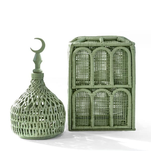 Rattan Majles Medium Dome – Matcha Green | Natural Rattan & Bamboo Ramadan 2026 Decor by Decoration One - Image 2