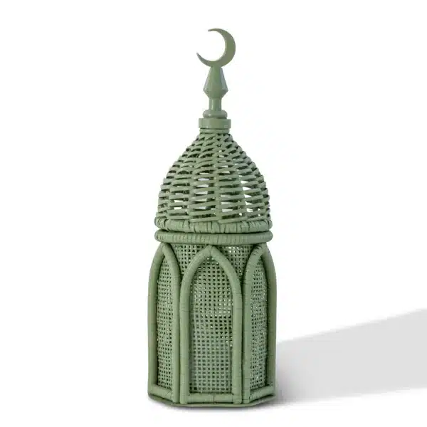 منارة راتان مجلس صغيرة بلون الماتشا | ارتفاع 38 سم | ديكور رمضان 2026 من ديكورايشن ون - Image 1