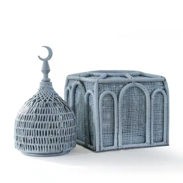Rattan Majles Large Dome – Mist Light Blue | Natural Rattan & Bamboo Ramadan 2026 Decor by Decoration One - Image 2