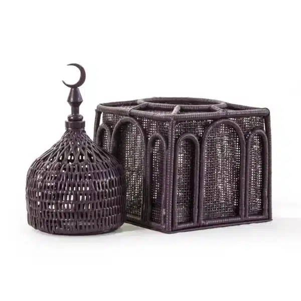 Rattan Majles Large Dome – Plum | Natural Rattan & Bamboo Ramadan 2026 Decor by Decoration One - Image 2