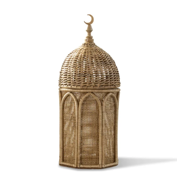 Rattan Majles Large Minaret – Honey (H.60 cm) | Natural Rattan & Bamboo Ramadan 2026 Decor
