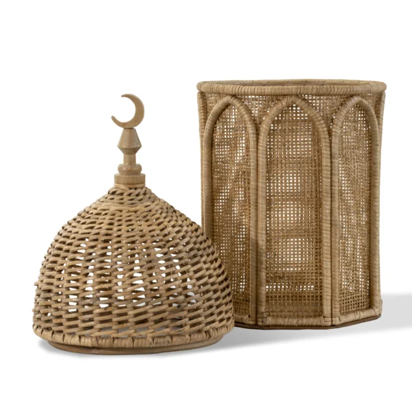 منارة راتان مجلس كبيرة بلون العسل – ديكور رمضان 2026 طبيعي من ديكورايشن ون (25×25×60 سم) - Image 2
