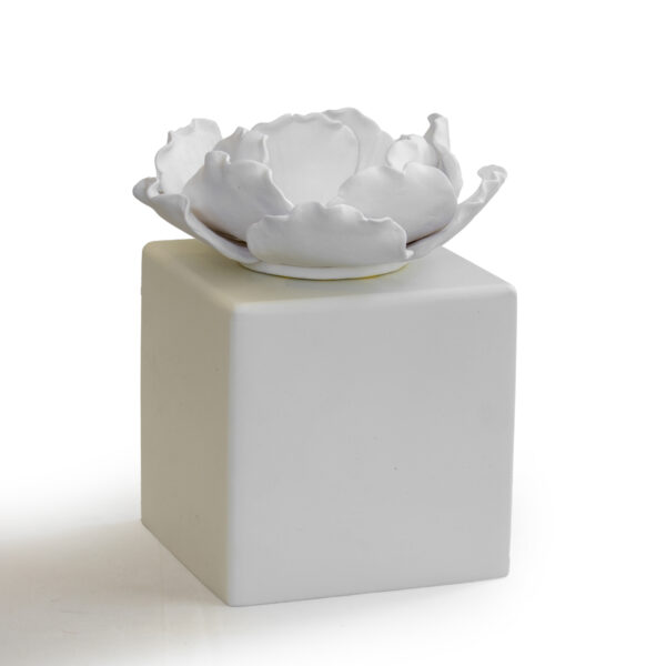 Tissue Box Open Peony Collection in Ceramic (White)