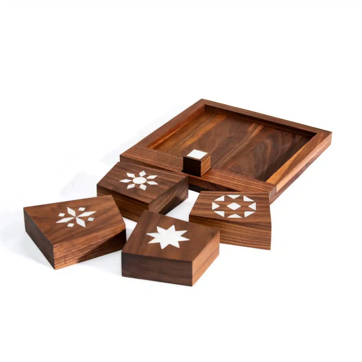 Rahabeh Wooden Puzzle with Mother of Pearl – Walnut.