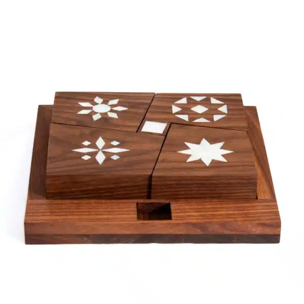 Rahabeh Wooden Puzzle with Mother of Pearl – Walnut.