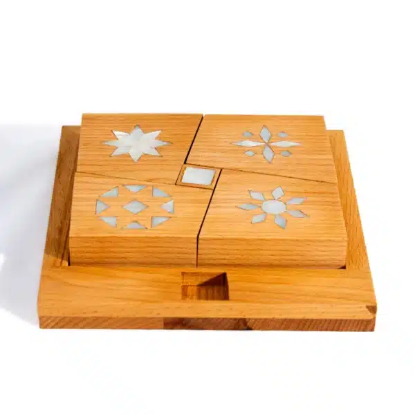 Rahabeh Wooden Square Puzzle – Beech & Mother of Pearl