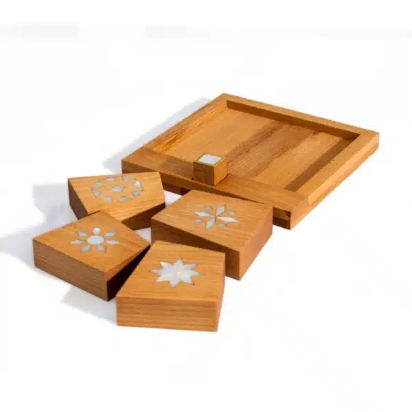Rahabeh Wooden Square Puzzle – Beech & Mother of Pearl - Image 2