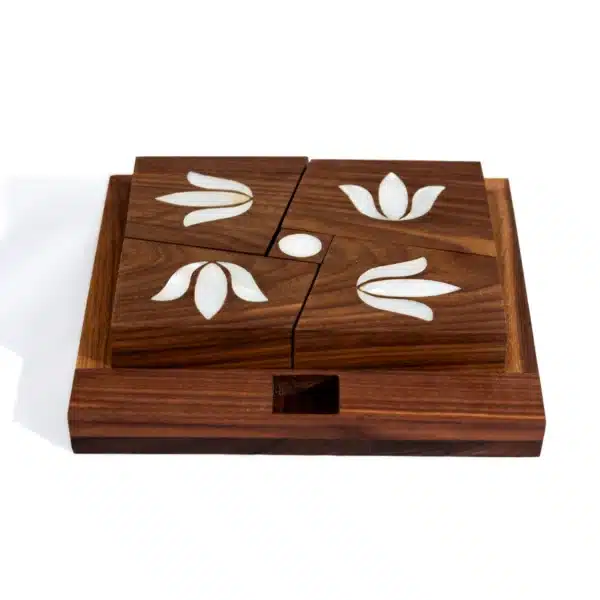 Wanasah Wooden Puzzle with Mother of Pearl – Walnut.