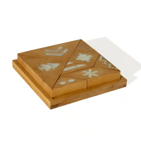Rafaha Wooden Square Puzzle – Beech & Mother of Pearl - Image 1