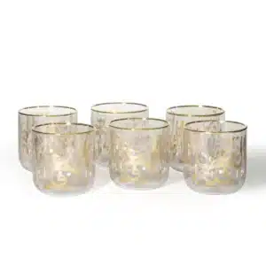 Al-Afiyeh Juice Glasses: Arabic Calligraphy with Golden Details